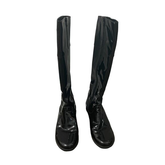 COLE HAAN Boots Women’s 6B Glossy Black Patent Leather Waterproof Tall - Picture 2 of 8